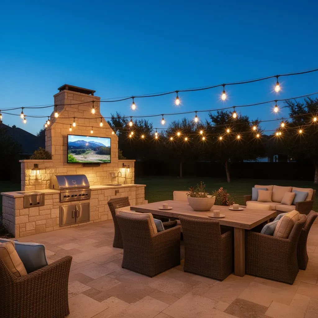 Connected outdoor kitchen and dining